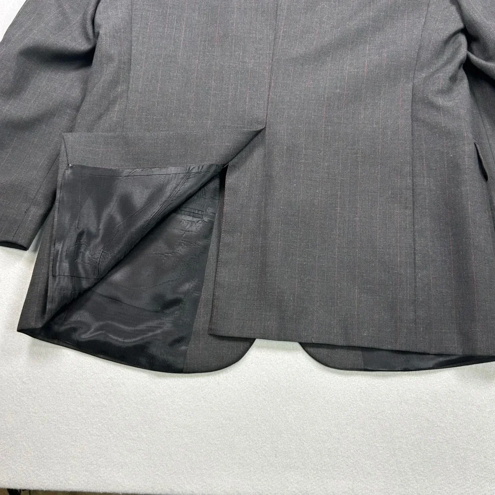 Kilburne‎ & Finch Mens 42L Blazer Charcoal Gray Pinstripe Wool Blend Suit Jacket